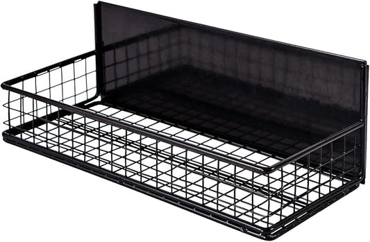 Magnetic Basket, Magnetic Shelf for Fridge, Magnetic Spice Rack for Refrigerator Magnetic Locker Organizer Holder for Office Kitchen Classroom Storage, Black-Low, 9.44" x 4" x 1.77"-Ruum Studio Home