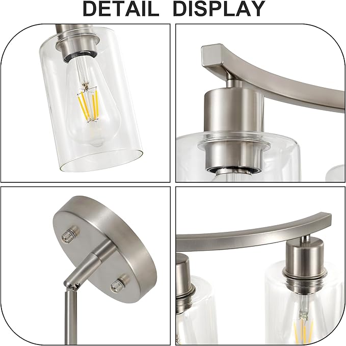 6 Light Modern Brushed Nickel Pendant Light Fixture For Dining Room，Contemporary Kitchen Light Fixtures Brushed Nickel，Adjustable Height Farmhouse Dining Chandeliers Over Table，With Glass Shade-Ruum Studio Home