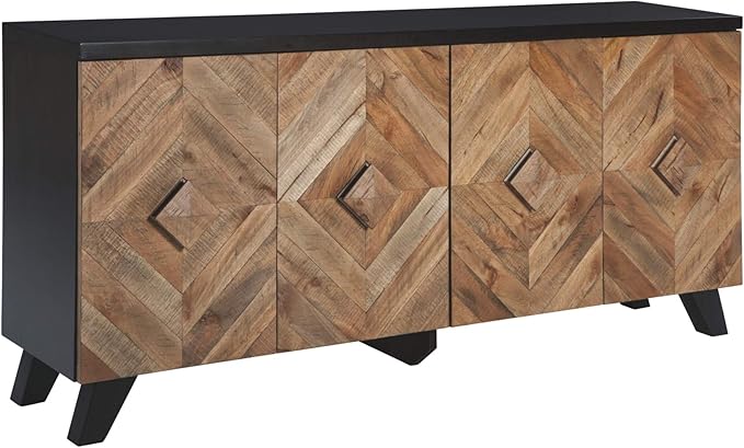 Signature Design by Ashley Robin Ridge Modern Wood Accent Cabinet or TV Stand, Brown & Black-Ruum Studio Home