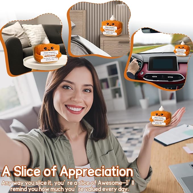 Crochet Appreciation Pumpkin Pie - Farewell Gifts for Coworkers, Bosses, Employees, Volunteers, Teachers, Mini Fall Office Decor for Leaving, Going Away, New Beginning, Retirement, Thank You-Ruum Studio Home