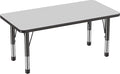 FDP Rectangle Activity School and Kids Classroom Table (24 x 48 inch), Toddler Legs, Adjustable Height 15-24 inches - Gray Top and Black Edge-Ruum Studio Home