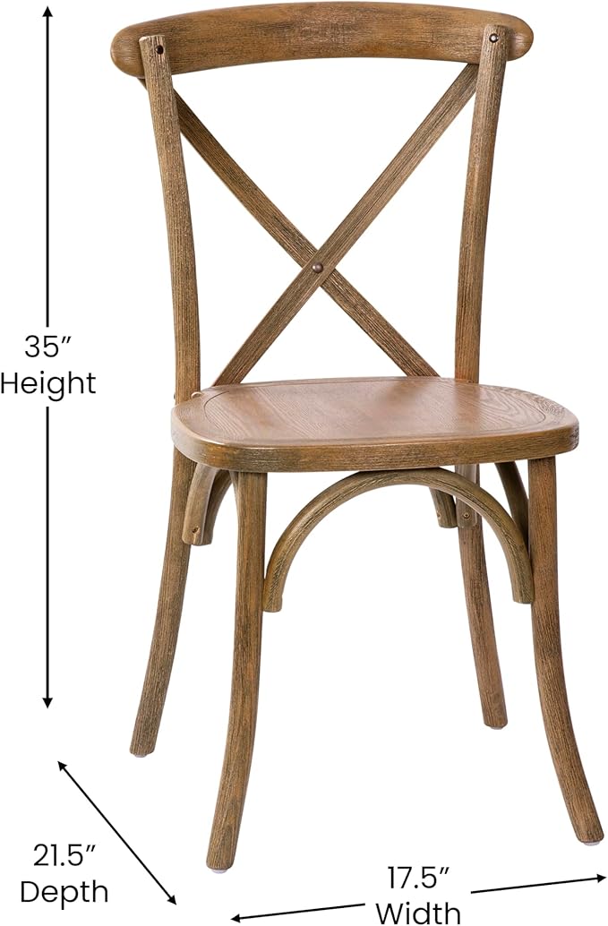 EMMA + OLIVER 2-Pack Hand Scraped Dark Natural X-Back Chair-Ruum Studio Home