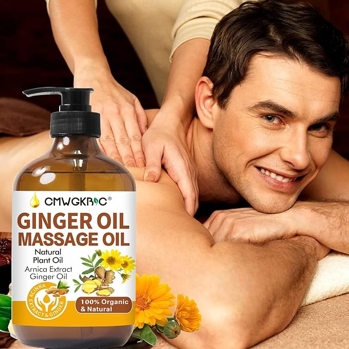 Ginger Oil,Ginger Massage Oil for Lymphatic Drainage,Natural Body Oil for Skin,Arnica Oil,Sore Muslce Massage Oil,Spa Ginger Oil-Warming and Relaxing for Mothers Day Gifts&Fathers Day Gift-Ruum Studio Home