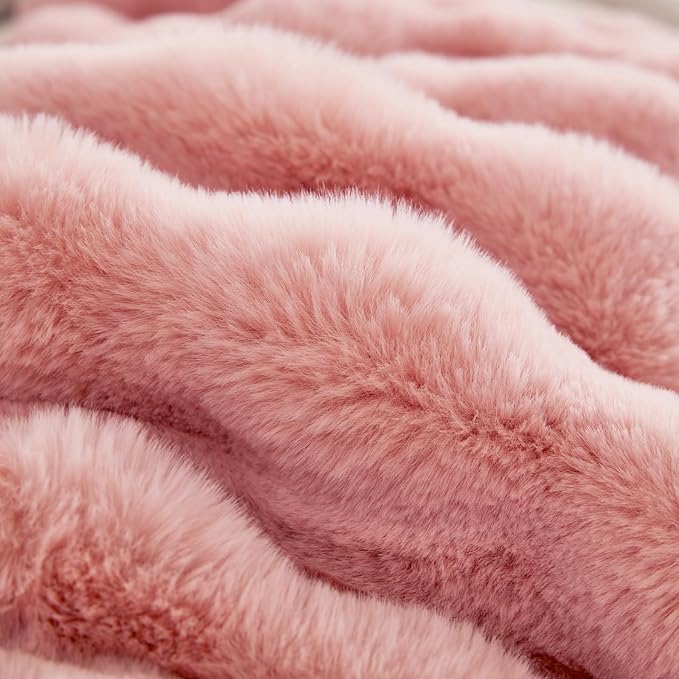 BENVWE Faux Fur Throw Blanket for Couch Bed - Fluffy Soft Thick Bubble Blanket for Living Room Home Decor - Mothers Day Birthday Gifts for Women, Dusty Pink, 63" x 80"-Ruum Studio Home