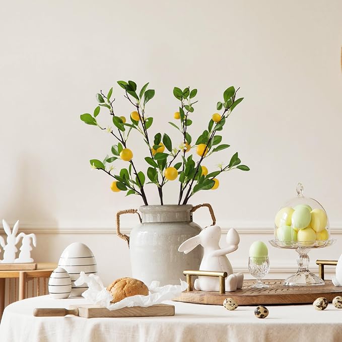 ucky Artificial Lemon Branches，4pcs of 27 Inch, Realistic Green Leaves and Yellow Lemon Fruit, Spring Summer Decoration Plants, Kitchen Decor Plant, Home Decor Plants，Greenery Stems-Ruum Studio Home