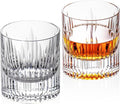 KAMMAK Crystal Whiskey Glasses Set of 2, Luxury 7.44oz Old Fashioned Glasses Stemless, Hand Blown Cocktail Glasses, Handcrafted Cut White Scotch Cup for Women, Men Gift for Bourbon,Home Bar-Ruum Studio Home