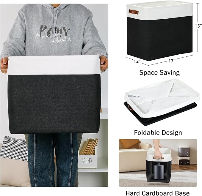 DULLEMELO Fabric Storage Baskets 3 Pack - 17x12x15 inch Large Foldable Fabric Organizer for Storage Decorative Storage Bins for Home,Closet(White&Black)-Ruum Studio Home
