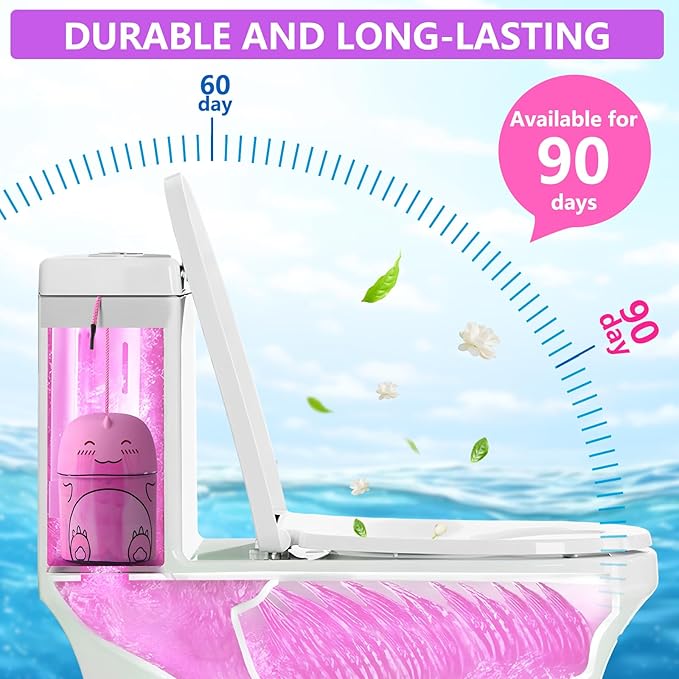 Toilet Bowl Cleaner-Cute Dinosaur-Shaped Toilet Bowl Cleaner Bottle Automatic Bathroom Toilet Tank Cleaner Easy-To-Use Septic Safe Toilet Cleaner in Bottle with Peach Scent (1, pink)-Ruum Studio Home