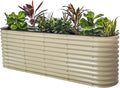 Vego Garden 32" Extra Tall Oval Metal Raised Garden Bed Kit - 9 in 1 Modular Planter Box for Vegetables, Flowers, Fruits - Pearl White-Ruum Studio Home