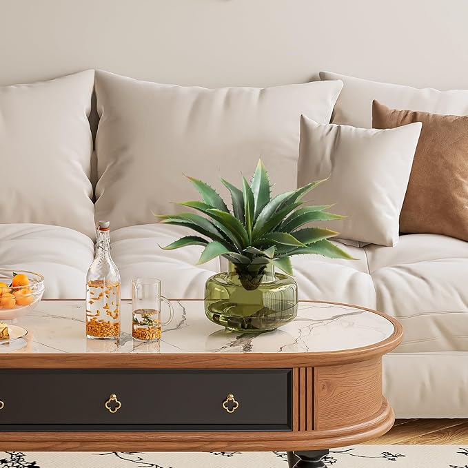 JUSTOYOU Large 12.5" Artificial Succulents Aloe Plants Real Touch Fake Flowers Unpotted for Home Wedding Festival Arrangement (4, Green)-Ruum Studio Home