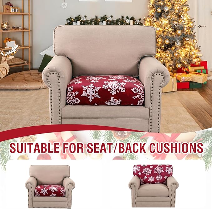 H.VERSAILTEX Christmas Sofa Slipcover Fleece Stretch Couch Cushion Cover Furniture Protector Seat Cushion Snowflakes Sofa Cover for Christmas (1 Piece Armchair Cushion Covers, Snowflakes)-Ruum Studio Home