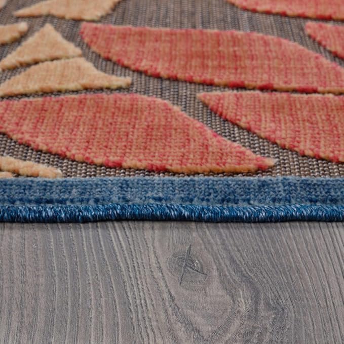 Beverly Rug Outdoor Rug 8x10 Modern Floral Tropical Area Rugs for Indoor and Outdoor Patio Easy to Clean Non Shedding Living Room Porch Garden Washable Outside Carpet (8 x 10 Brown)-Ruum Studio Home