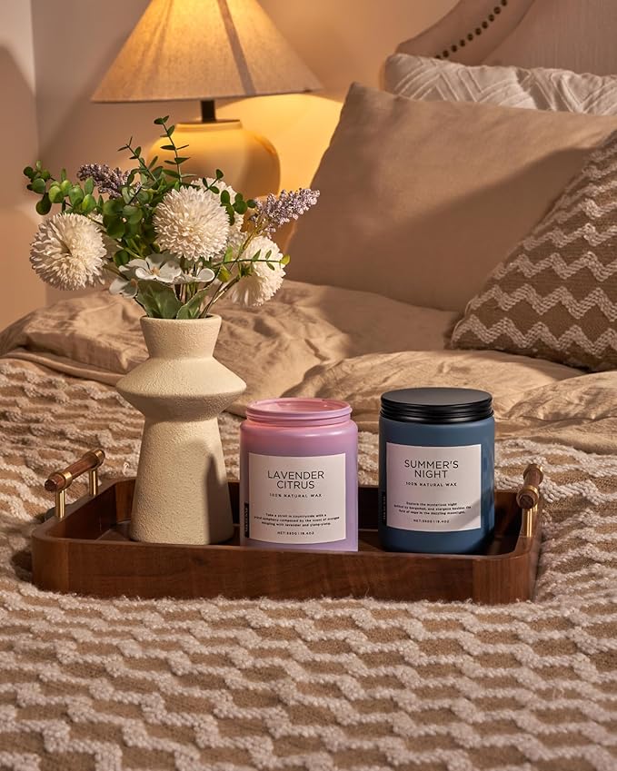 M&SENSE Lavender Citrus Candles, 19.4oz 110H Burn Time Large Natural Soy Candles for Home Scented, Stress Relief Aromatherapy Gifts for Mom Friends Teacher & Spa, Bath, Yoga-Ruum Studio Home