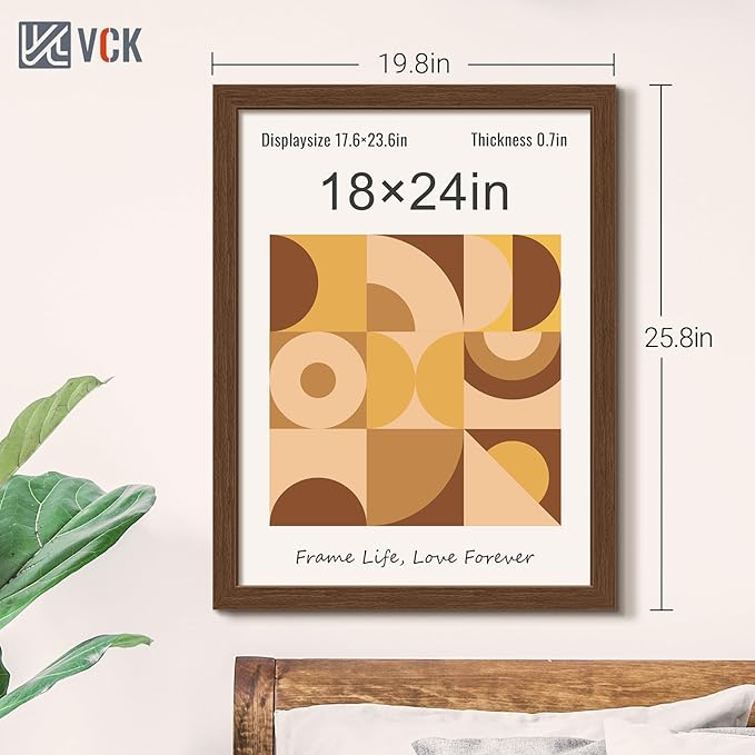 VCK 18x24 Brown Poster Frame 3 Pack, Wood Picture Frame with Exclusive Wood Grain, Wall Mounting Hanging-Ruum Studio Home