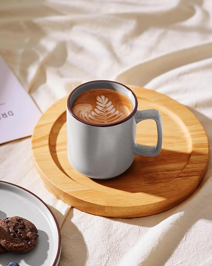 famiware Coffee Mugs Set of 6, Nebula 14oz Coffee Mugs, Ceramic Cup Set with Handle for Latte, Tea, Milk, Cappuccino, Cocoa, Light Gray-Ruum Studio Home