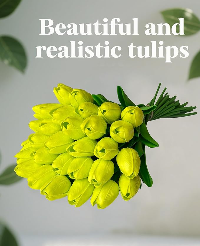 Fake Tulips Flowers 15 Pcs PU Artificial Flower Real Touch Tulip for Home Party Wedding Floral Arrangement Centerpiece Table Party Decoration-Ruum Studio Home