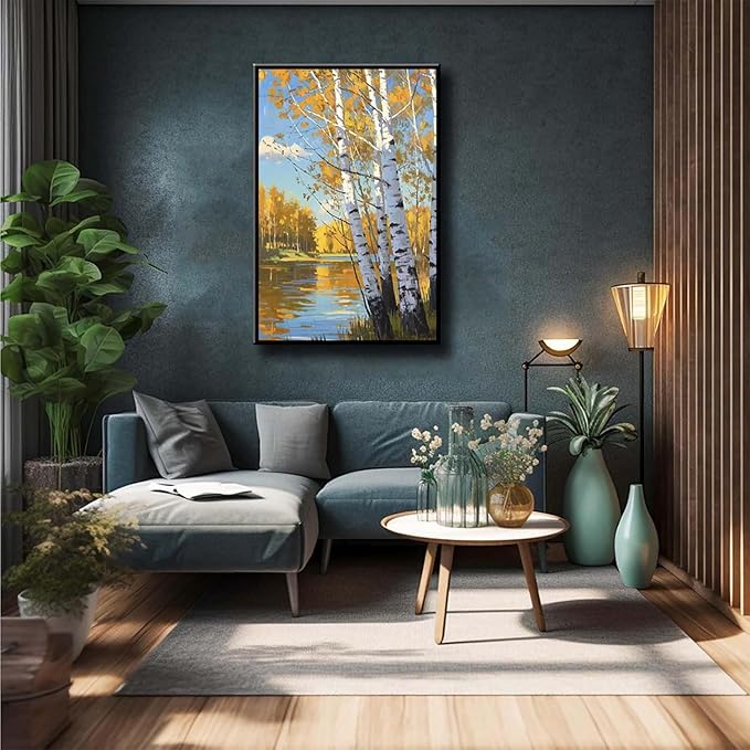 Poplar trees beside the blue sky and white clouds are suitable for living rooms bedrooms and offices Landscape posters and wall paintings-Ruum Studio Home