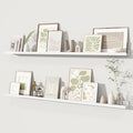 Fun Memories Picture Ledge Shelves Set of 2, 55 Inch Rustic Wall Mounted Floating Shelves with Lip for Home Storage and Décor in Bathroom, Kitchen, Nursery, Bedroom, Living Room, White-Ruum Studio Home