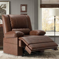 Large Dual Motor Power Lift Recliner Chair with Massage and Heat for Elderly People, Infinite Position,USB Ports and Remote Control,Breathable Leather (Red Brown)-Ruum Studio Home