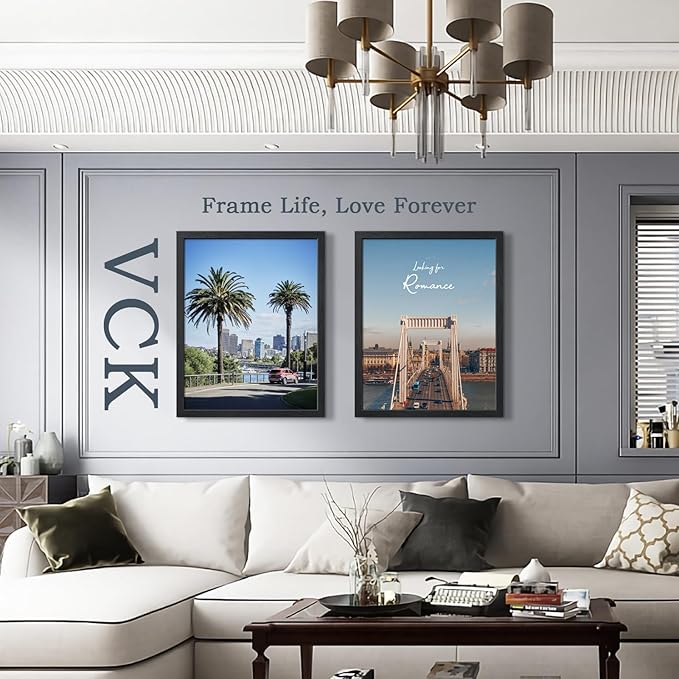 VCK 22x28 Poster Frame Set of 3 - Black,Solid Wood Picture Frames, Textured Exclusive Wall Gallery Frame-Ruum Studio Home