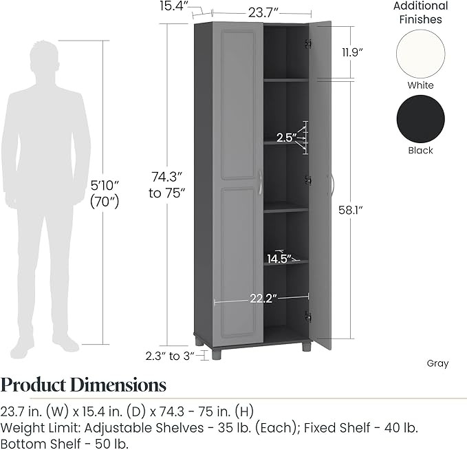 SystemBuild Evolution Kendall 24" Utility Storage Cabinet - White-Ruum Studio Home