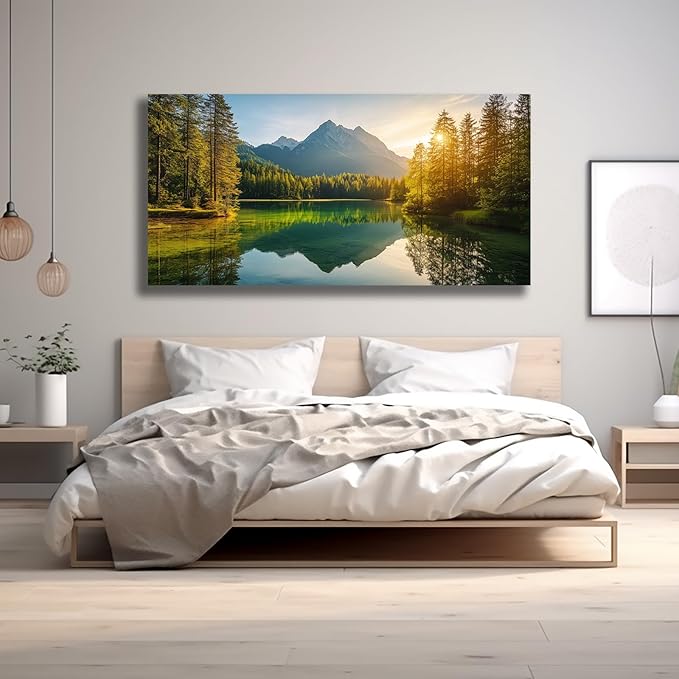 Yuaxker Tree of Life Wall Art Green and Yellow Wall Decor Modern Landscape Posters Artwork for Living Room Bedroom Dining Room Office Home Decor 24x48inch-Ruum Studio Home