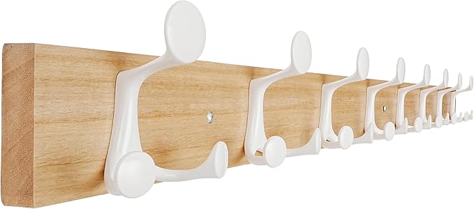 SKOLOO 43-Inch Natural Wood Coat Rack Wall Mount with 8 Triple Hooks - Ideal for Family Entrances, Classrooms, and Pet Supplies Storage - Perfect Coat Hooks for Wall-Ruum Studio Home