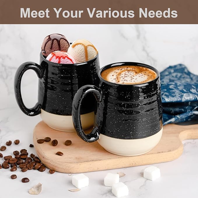 Hasense Coffee Mugs Set of 4, 15 Ounce Ceramic Coffee Cups with Handles, Porcelain Large Latte Mug for Coffee Cappuccino Tea, Black Mugs for Men, Women Christmas Holiday Gift-Ruum Studio Home