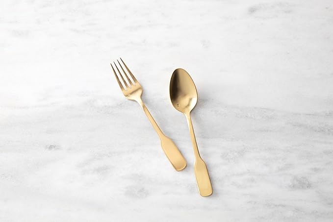Fortessa Ashton 18/10 Stainless Steel, 2 Piece Serving Set, Brushed Gold-Ruum Studio Home