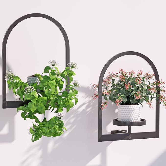 Wall Plant Holder, Wall Planter for Indoor Plants, Window Plant shelves for Multiple Plants Indoor Outdoor, Framed Plant Holder for Home Decor (2 Pack)-Ruum Studio Home