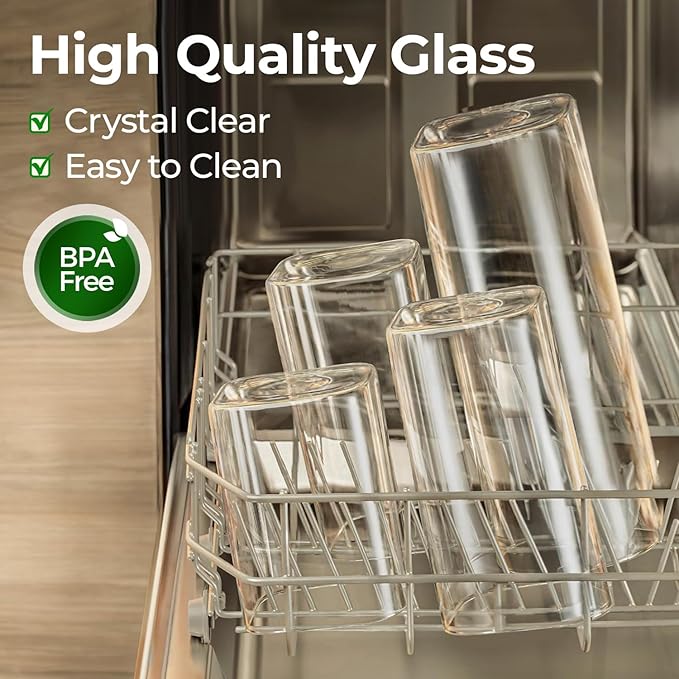 ComSaf 1.2 Qt Rectangle Glass Storage Containers with Lids, Glass Jars with Bamboo Lids, Clear Food Storage Jar, Sugar Coffee Containers, Pantry Container for Pasta Tea Candy Nut-Ruum Studio Home