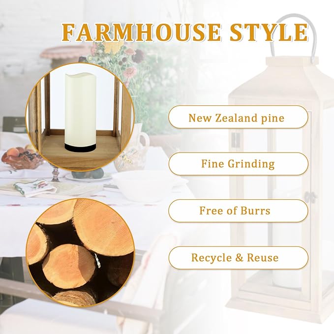 Bdor 2 Pack Lanterns Decorative - IP65 Waterproof Lanterns Decorative with Flameless Pillar Candles, Decorative Lanterns for Home Decor, Indoor Outdoor, Front Porch, Garden, Farmhouse Weddings Style-Ruum Studio Home