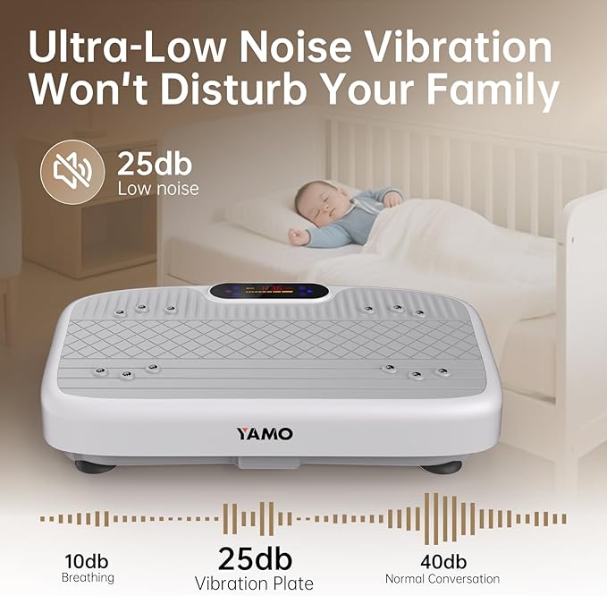 YAMO Vibration Plate Exercise Machine, Vibrating Plate for Lymphatic Drainage & Weight Loss, 350lbs Capacity Whole Body Shaking Workout Fitness Platform-Ruum Studio Home