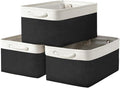 TheWarmHome Storage Basket for Organizing - Large 3 Pack 15.7x11.8x8.3 inch Collapsible Storage Bin for Shelves with Handles Laundry Cube Toy Closet Nursery (Whiet & Black)-Ruum Studio Home