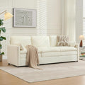 Tbfit Modern Couch Sofa, 89" Cloud Couch w/Pillows, Pocketed Spring Seat, Comfy 3-Seater Plush Foam Cushions, Chenille Fabric Removable Covers, Soft Upholstered Living Room Furniture Apartment, Beige-Ruum Studio Home