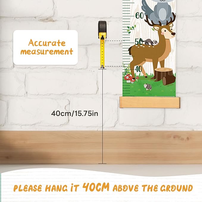 Personalized Name Growth Chart Wall Decor for Kids – Canvas Removable Height Chart Measuring Ruler 59" x 7.9" (Zoo）-Ruum Studio Home