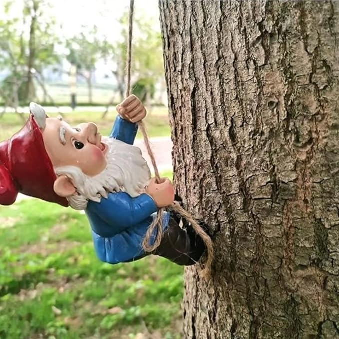 Climbing Gnomes Tree Faces Decor Outdoor for Yard, Adorable Gnome Elf Out Hugger Fairy Door Statue for Tree, Funny Garden Gnome Peeker Sculpture Yard Patio Art-Ruum Studio Home