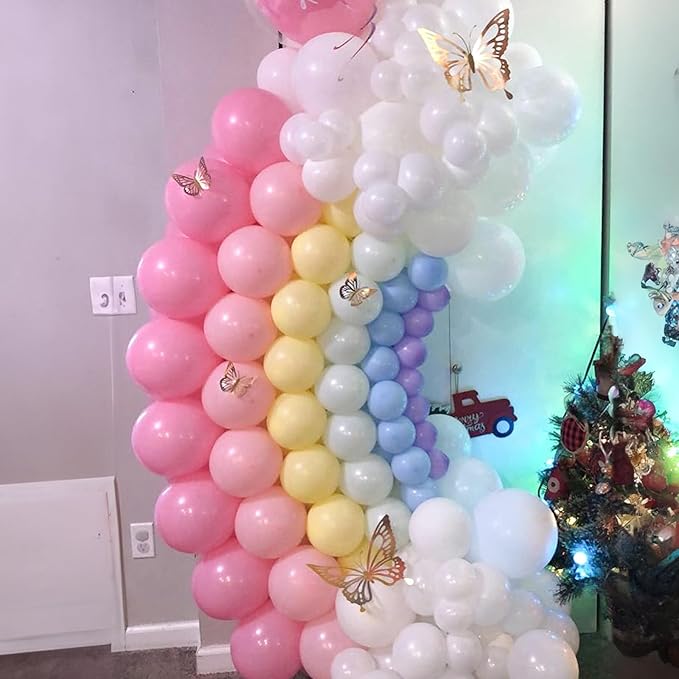 Rainbow Linking Balloons, 130PCS Colorful Quick Link Balloons Assorted, Multicolor Connecting Balloon Arch Kit for Kids Girls Baby Shower Easter Rainbow Unicorn Theme Birthday Party Decorations-Ruum Studio Home