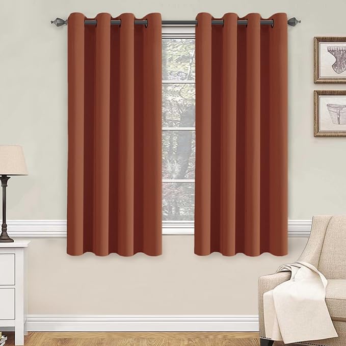 H.VERSAILTEX Thermal Insulated Blackout Shades Formaldehyde-Free Kids Room Curtains,Grommet Top,52 by 63 - Inch - Orange - Set of 2 Panels-Ruum Studio Home