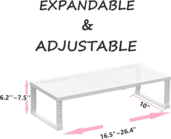 Metal Stackable Expandable Storage Shelf - Multi-Functional Home Storage Shelf, Suitable for Kitchen, Cabinet，Bathroom, Office, Garage, etc.（1PACK/White/Large-Ruum Studio Home