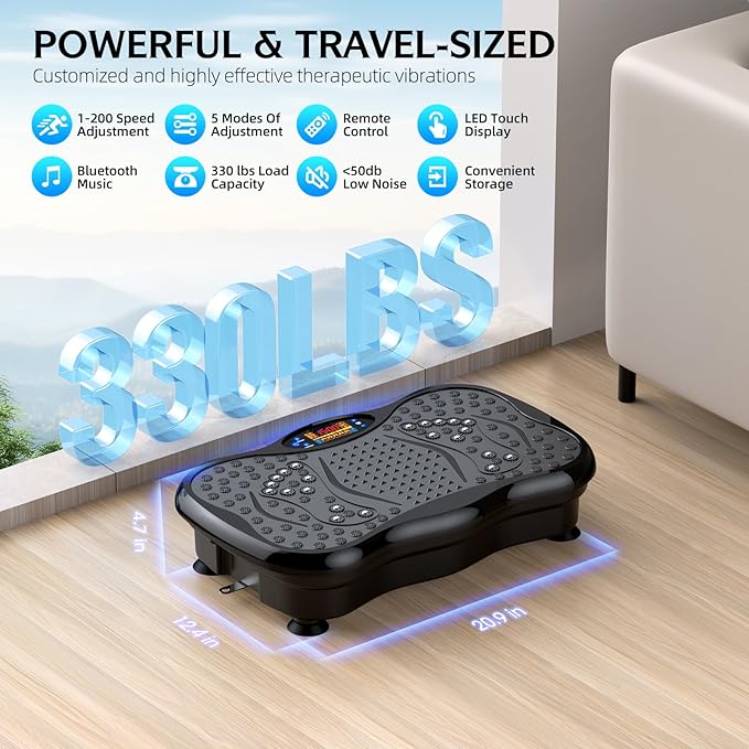 Vibration Plate Exercise Machine, Lymphatic Drainage Machine for Weight Loss, Lymphatic Drainage & Muscle Recovery, Multiple Speeds with Bluetooth & Remote, Max User Weight 330lbs-Ruum Studio Home
