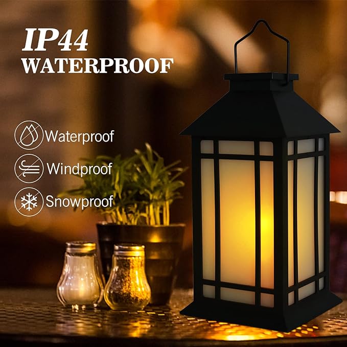 11" Solar Lantern Outdoor Garden Hanging Lanterns Waterproof LED Vintage Flickering Flame Lanterns for Patio, Table, Party.-Ruum Studio Home