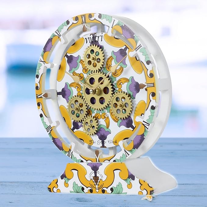 The Gears Clock Wall Clock Italy Collection with Moving Gears (Vietri, 10 inch Round)-Ruum Studio Home