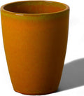 Emissary Bullet 9.5 in. Bright Orange Ceramic Round Planter (9.5 in. L x 9.5 in. W x 12 in. H) with Drainage Hole-Ruum Studio Home