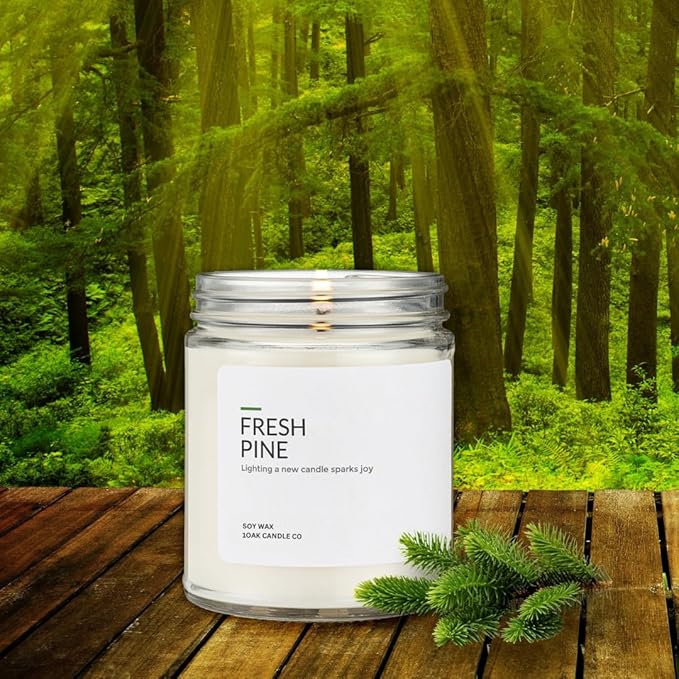 1OAK Soy Wax Candles (Fresh Pine) - Pine Candle - Soy Candles for Home Scented - Long Burning Premium - Hand-Poured (7oz.)-Ruum Studio Home