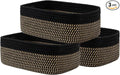 KALLAX Small Woven Basket, 12 x 8 x 4.5 Inches, Storage Basket for Organizing, Cute Small Rope Shelf Closet Cube Storage Bins Baskets for Shelves, Dog Toy Gift Baskets Empty, 3 Pack Black & Brown-Ruum Studio Home
