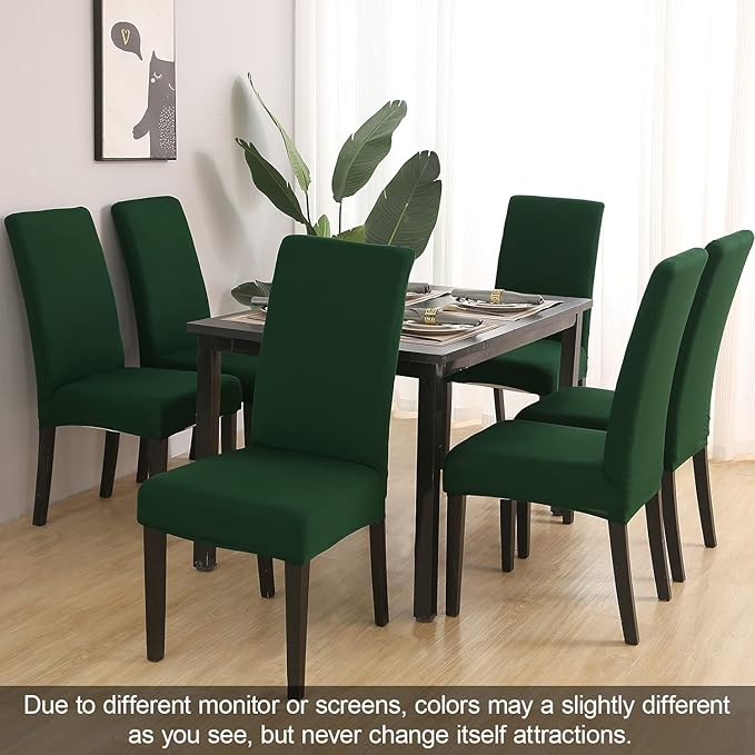 JQinHome Chair Covers for Dining Chairs, High Stretch Removable Washable Chair Protector Cover Set of 6, Chair Slipcovers for Dining Room, Kitchen,Home Party,Wedding Ceremony(Hunter Green, 6PC)-Ruum Studio Home