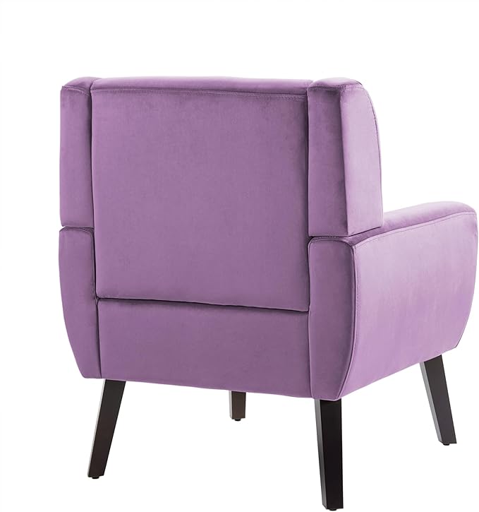 UIXE Accent Chair Modern Upholstered Armchair, Mid Century Club Arm Chairs Comfy Single Sofa Living Room Button Tufted Reading Seat Bedroom Side Seating, Velvet-Purple-Ruum Studio Home