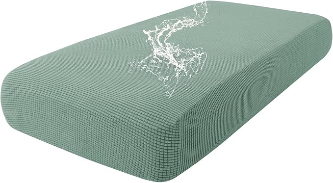 hyha Waterproof Couch Cushion Covers for Pets, Non Slip Sofa Seat Cover for Dogs Washable, Soft Thick Stretch Jacquard Fabric, Sofa Slipcovers with Elastic Bottom (1 Piece for Medium, Green)-Ruum Studio Home