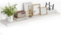 48 Inch Floating Shelves, 48"x9.25"x1.5" Inch Deep Floating Shelves for Wall, Wooden Shelves for Bathroom, Bedroom, Living Room, Cream White Oak-Ruum Studio Home